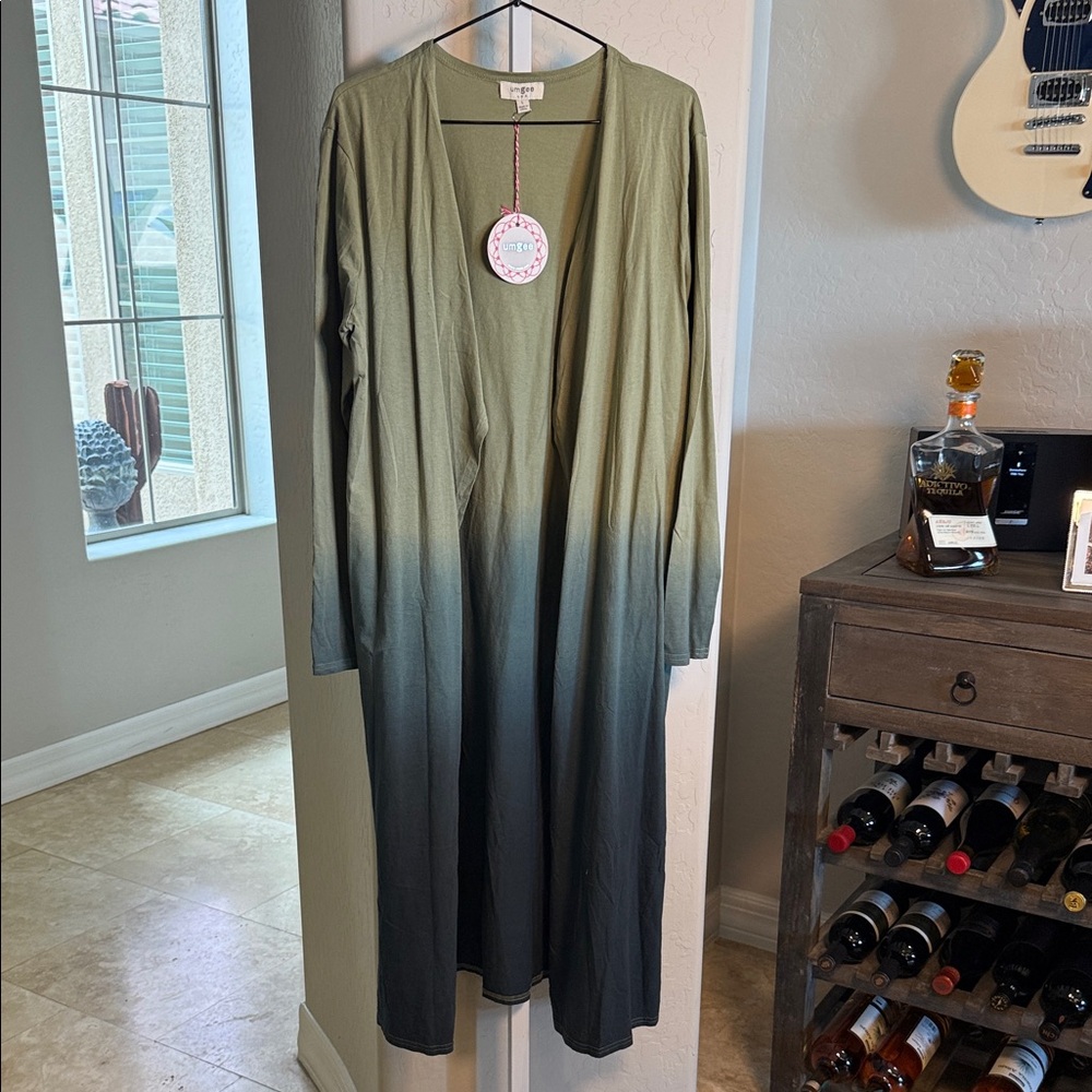 Umgee ombré Olive Green and blue Cardigan 
NWT SIZE L